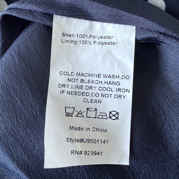 Suzanne Betro 4X NAVY White Polka Dot Ruffle Neck 3/4 Sleeve Top Tunic Blouse - Picture 12 of 14